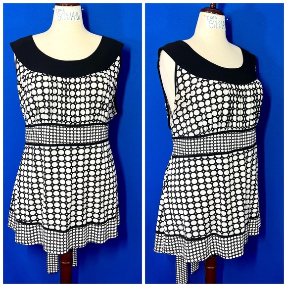 👗 |•LANE BRYANT•| Black & White Mod Dots & Checks Dress Size 26/28 - Picture 1 of 6